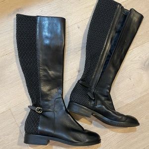 Cole Haan Isabell Womens Black Leather Riding Boots Mid-Calf Size 7.5 Excellent